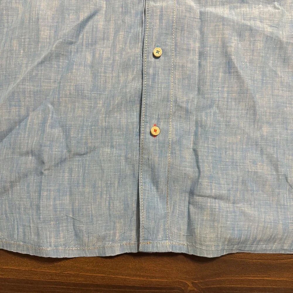Tommy Bahama Button Down Shirt Relax Fit Mens 3XL Linen Vacation Summer Dad Blue